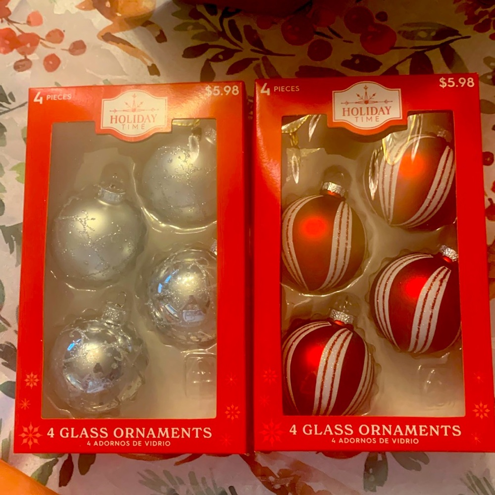 8 Glass Ornaments